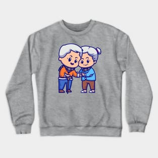 Cute Grandparents Couple Love Cartoon Crewneck Sweatshirt